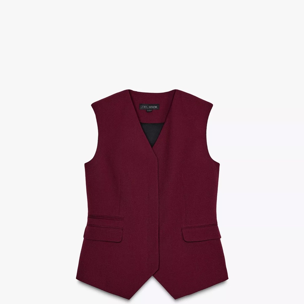 Zara Deep Burgundy Women's Tailored Vest - Picture 3 of 4